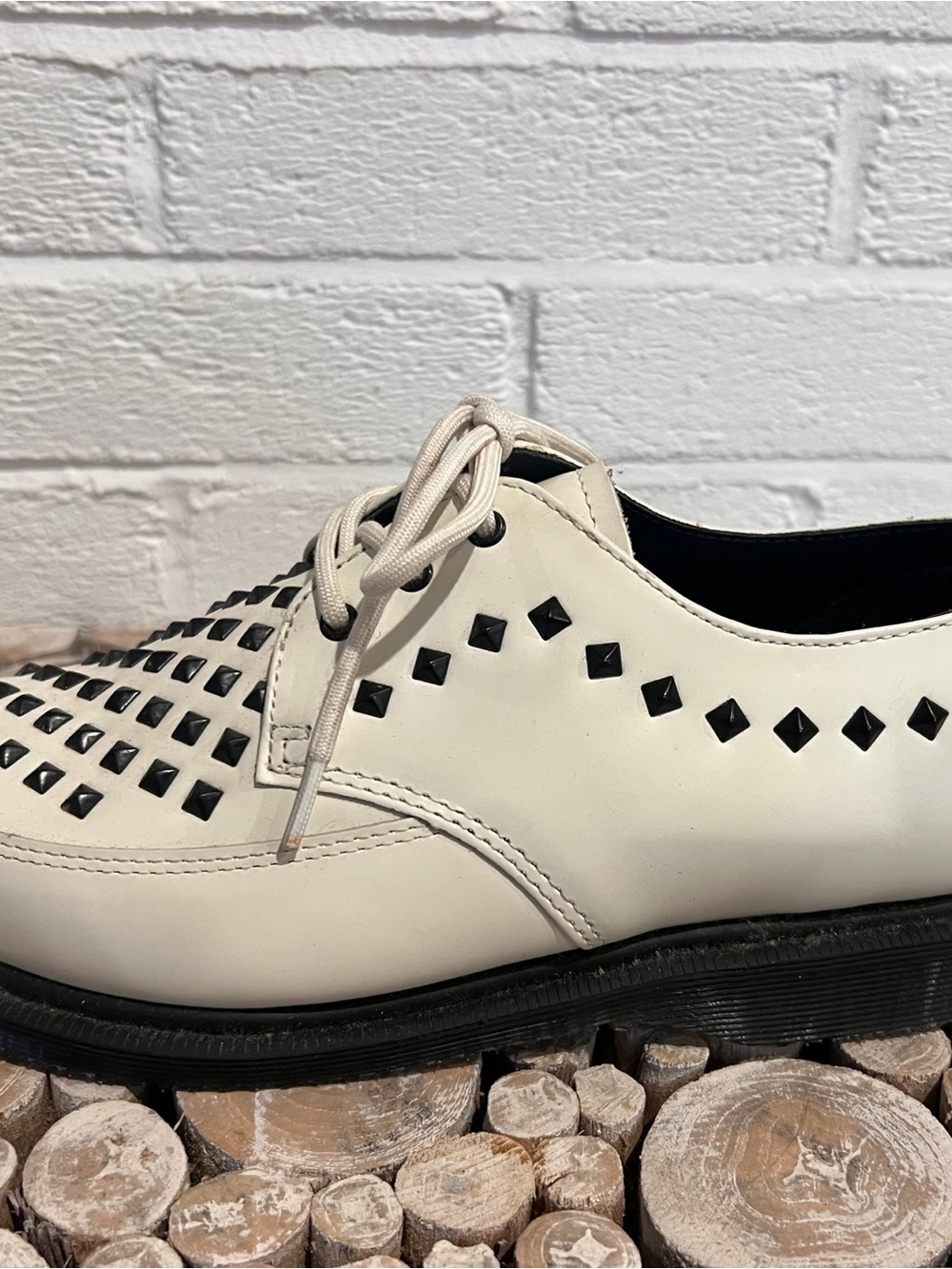 Dr. Martens Women's White Laser-Cut Derby Shoes - Picture 2 of 8